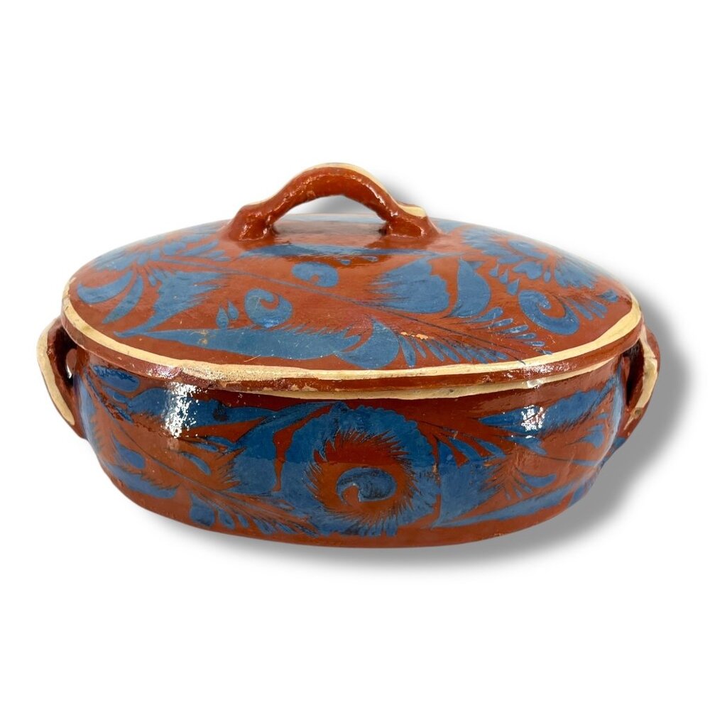 Tlaquepaque Mexico Redware Pottery Casserole Dish